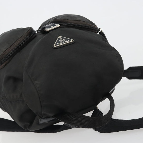 PRADA Backpack Nylon Black Silver Auth 188504