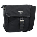 PRADA Shoulder Bag Nylon Black Silver Auth 188514-1