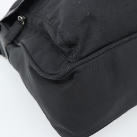 PRADA Shoulder Bag Nylon Black Silver Auth 188514