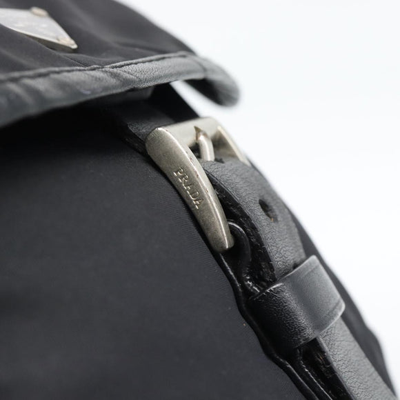 PRADA Shoulder Bag Nylon Black Silver Auth 188514