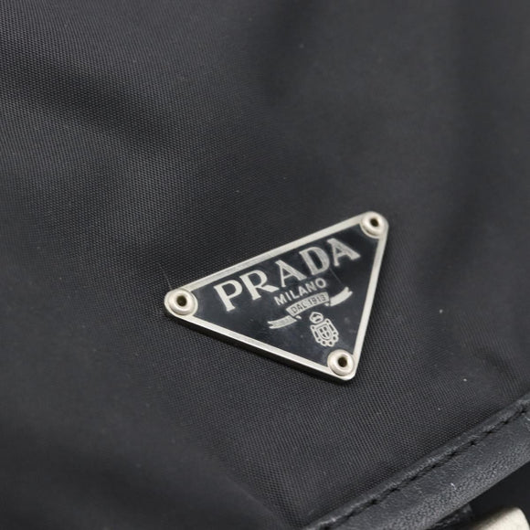 PRADA Shoulder Bag Nylon Black Silver Auth 188514