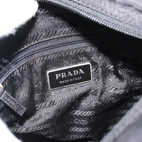PRADA Shoulder Bag Nylon Black Silver Auth 188514