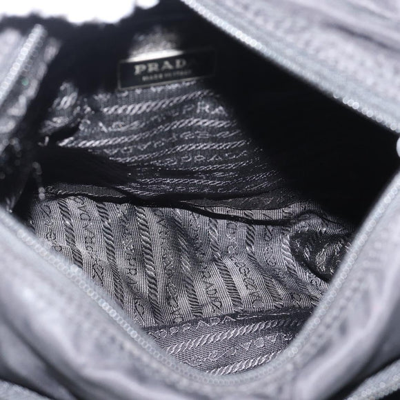 PRADA Shoulder Bag Nylon Black Silver Auth 188514
