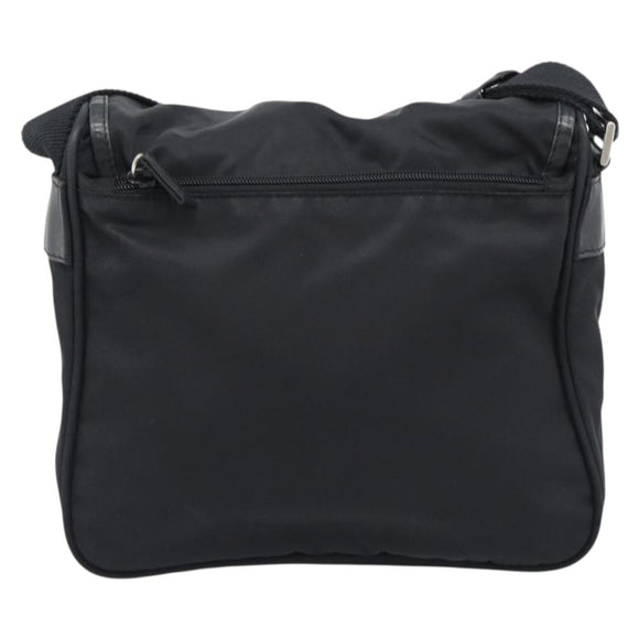 PRADA Shoulder Bag Nylon Black Silver Auth 188514