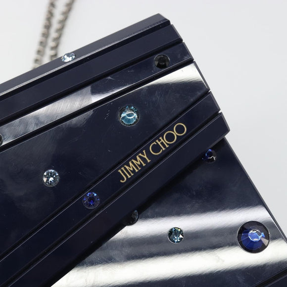 Jimmy Choo Chain Shoulder Bag plastic Navy Auth 188525
