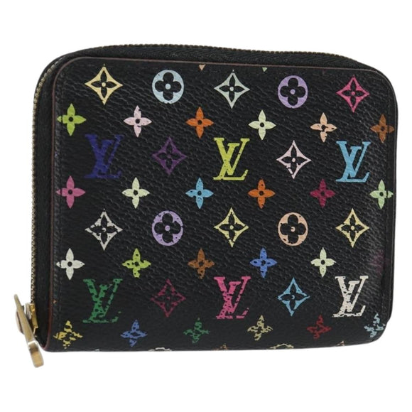 LOUIS VUITTON Multicolor Zippy Coin Purse Black M93740 LV Auth 188528A