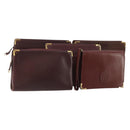 CARTIER Clutch Bag Leather 5 Set Bordeaux Gold Auth 188529-1