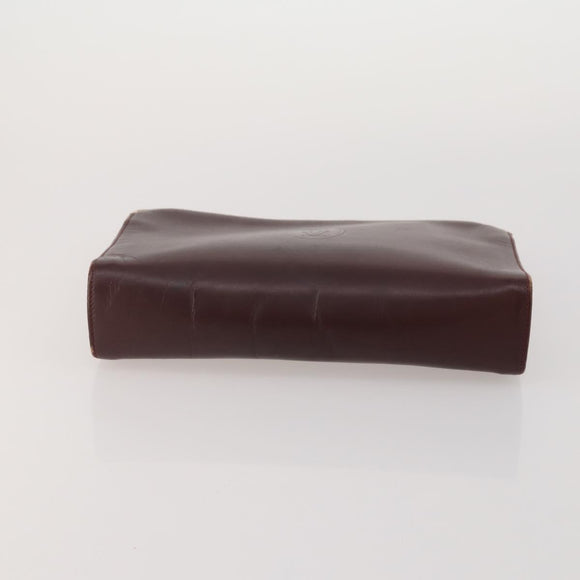 CARTIER Clutch Bag Leather 5 Set Bordeaux Gold Auth 188529