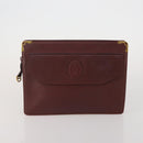 CARTIER Clutch Bag Leather 5 Set Bordeaux Gold Auth 188529-12