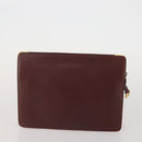 CARTIER Clutch Bag Leather 5 Set Bordeaux Gold Auth 188529-13