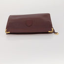CARTIER Clutch Bag Leather 5 Set Bordeaux Gold Auth 188529-14