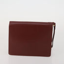 CARTIER Clutch Bag Leather 5 Set Bordeaux Gold Auth 188529-18