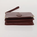 CARTIER Clutch Bag Leather 5 Set Bordeaux Gold Auth 188529-20