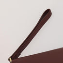 CARTIER Clutch Bag Leather 5 Set Bordeaux Gold Auth 188529-21