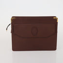CARTIER Clutch Bag Leather 5 Set Bordeaux Gold Auth 188529-23