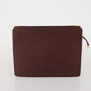 CARTIER Clutch Bag Leather 5 Set Bordeaux Gold Auth 188529-24