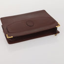 CARTIER Clutch Bag Leather 5 Set Bordeaux Gold Auth 188529-25