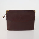 CARTIER Clutch Bag Leather 5 Set Bordeaux Gold Auth 188529-2