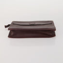 CARTIER Clutch Bag Leather 5 Set Bordeaux Gold Auth 188529-5