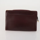 CARTIER Clutch Bag Leather 5 Set Bordeaux Gold Auth 188529-8