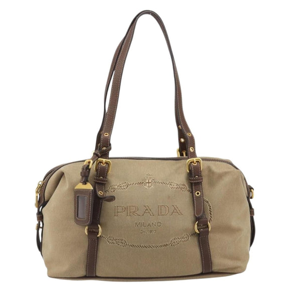 PRADA Shoulder Bag Shoulder Bag Canvas Beige Auth 188534SAV
