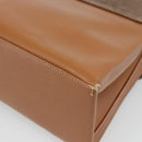 LOEWE Velazquez Hand Bag Leather Brown Gold Auth 188539-15