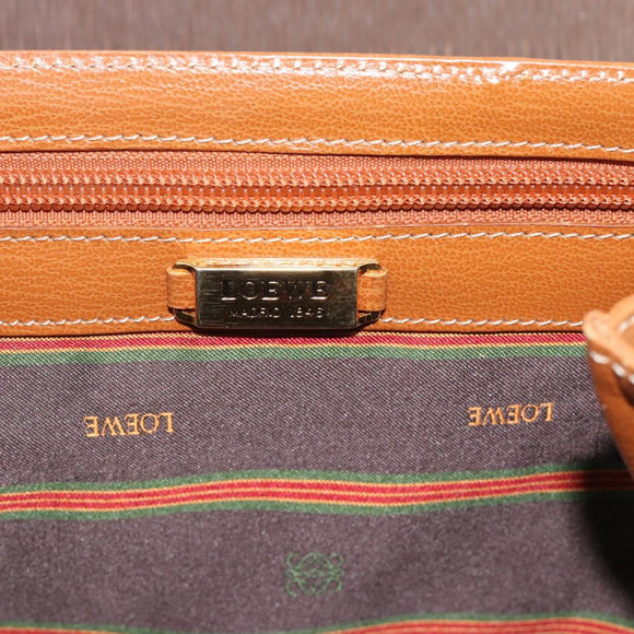 LOEWE Velazquez Hand Bag Leather Brown Gold Auth 188539