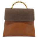 LOEWE Velazquez Hand Bag Leather Brown Gold Auth 188539-13