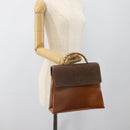 LOEWE Velazquez Hand Bag Leather Brown Gold Auth 188539-21