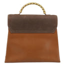 LOEWE Velazquez Hand Bag Leather Brown Gold Auth 188539-2