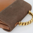 LOEWE Velazquez Hand Bag Leather Brown Gold Auth 188539-6
