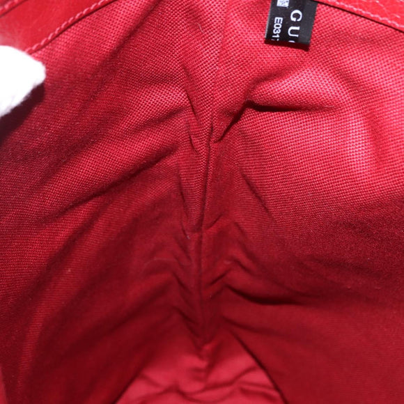 GUCCI Shoulder Bag Leather Red Silver 598086 Auth 188541V