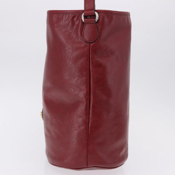 GUCCI Shoulder Bag Leather Red Silver 598086 Auth 188541V