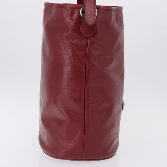 GUCCI Shoulder Bag Leather Red Silver 598086 Auth 188541V