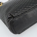 BALLY Chain Shoulder Bag Leather Black Gold Auth 188542-14