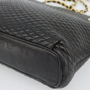 BALLY Chain Shoulder Bag Leather Black Gold Auth 188542-15