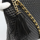 BALLY Chain Shoulder Bag Leather Black Gold Auth 188542-17