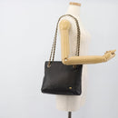 BALLY Chain Shoulder Bag Leather Black Gold Auth 188542-23