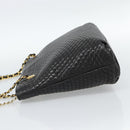 BALLY Chain Shoulder Bag Leather Black Gold Auth 188542-3