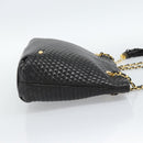 BALLY Chain Shoulder Bag Leather Black Gold Auth 188542-4