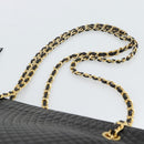 BALLY Chain Shoulder Bag Leather Black Gold Auth 188542-8