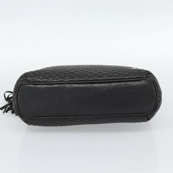 BALLY Chain Shoulder Bag Leather Black Gold Auth 188542