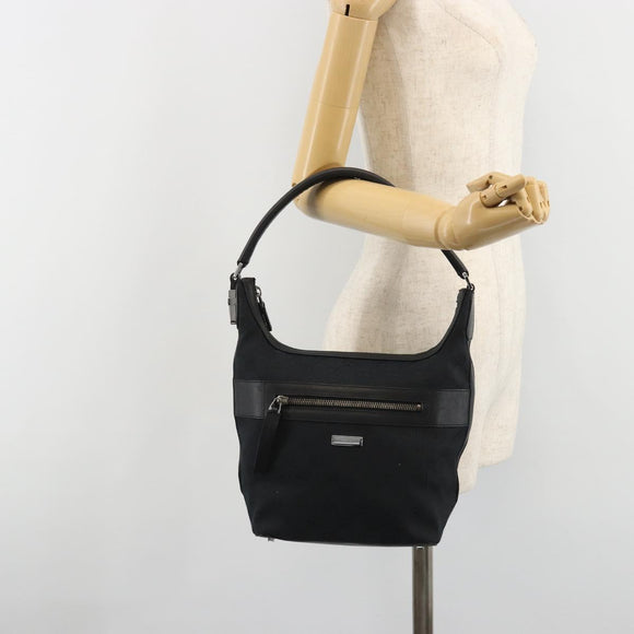 GUCCI GG Canvas Shoulder Bag Black Gold 001 4299 1669 Auth 188543A