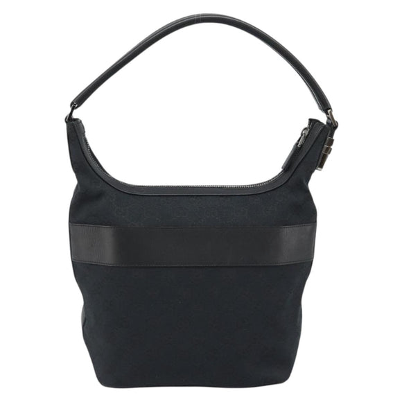 GUCCI GG Canvas Shoulder Bag Black Gold 001 4299 1669 Auth 188543A