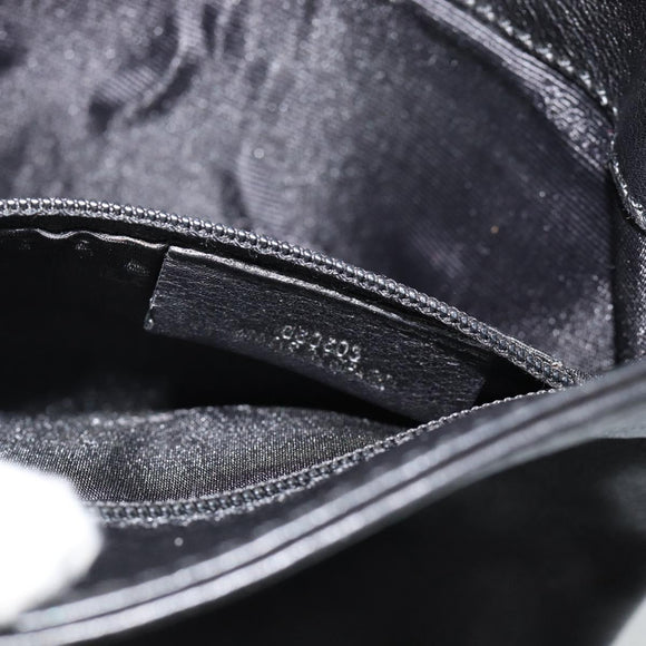 LOEWE Anagram Shoulder Bag Leather Black Silver Auth 188544A
