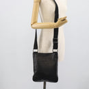 LOEWE Anagram Shoulder Bag Leather Black Silver Auth 188544A-21