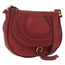 Chloe Marcie Shoulder Bag Leather Red Gold Auth 188545-1