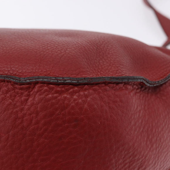 Chloe Marcie Shoulder Bag Leather Red Gold Auth 188545