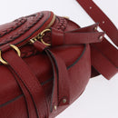 Chloe Marcie Shoulder Bag Leather Red Gold Auth 188545-16