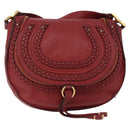 Chloe Marcie Shoulder Bag Leather Red Gold Auth 188545-2
